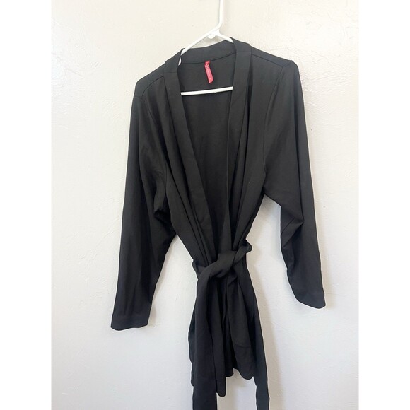 Ruby Ribbon Wrap Ponte Jacket Cardigan Sweater Top With Belt Size 2X XXL Black - Picture 3 of 9